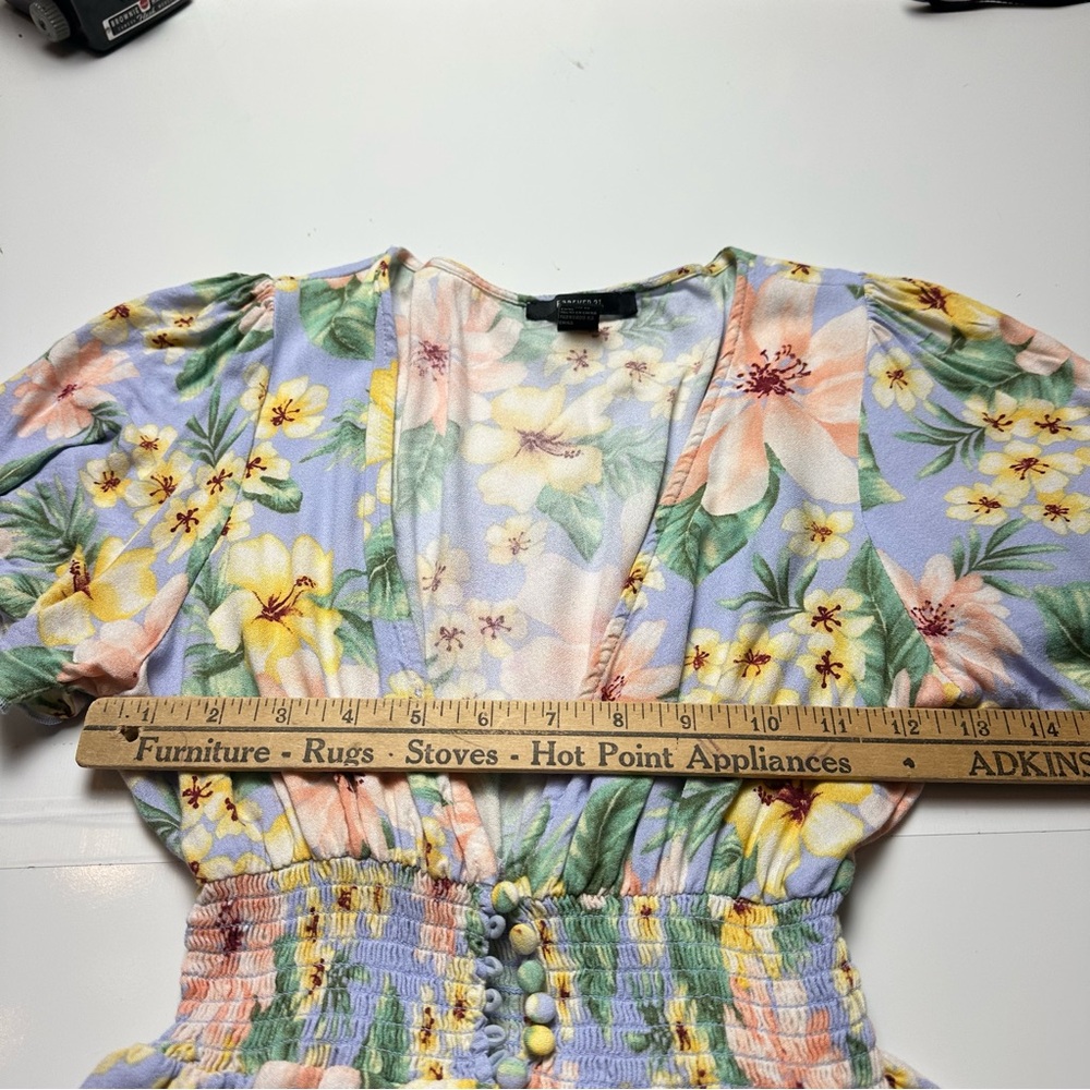 Y2K Forever 21 Floral Tea Dress | Rayon Cottagecore Garden Party Spring Mini - Picture 8 of 13